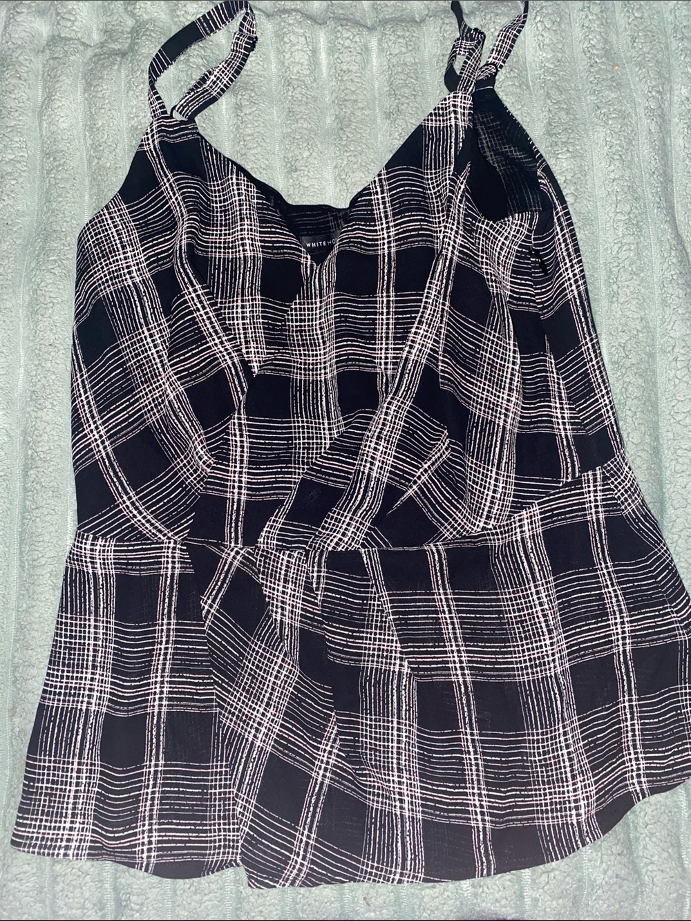 White House Black Market Black and White Plaid Camisole